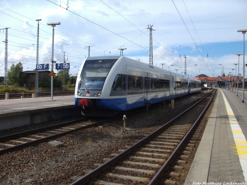 UBB GTW 2/6 bei der Ausfahrt aus Stralsund Hbf nach Swinemnde Centrum (PL) am 13.8.13