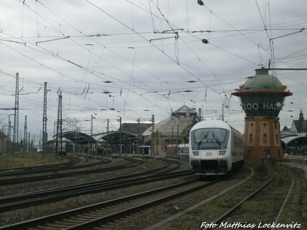101 136-0 mit dem IC 2443 mit ziel Leipzig Hbf beim einfahren in den Bahnhof Halle (Saale) Hbf am 23.12.14
