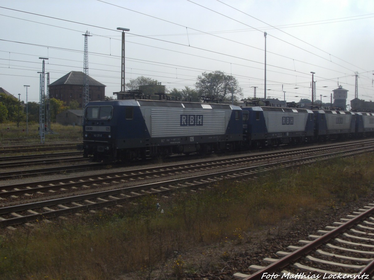 Abgestellte RBH-Loks im Bahnhof Angermnde am 7.9.14