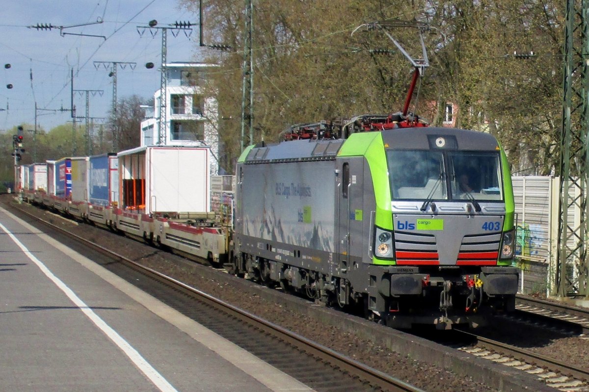 BLS Vectron 475 403 durchfahrt am 20 Jänner 2019 mit ein kurzer KLV Köln Süd.