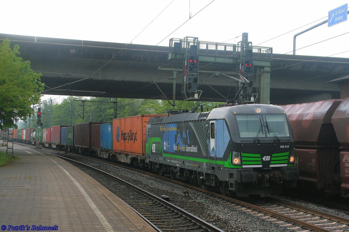 ELL/WLC 193 213 mit Containerzug am 09.05.2019 in Hamburg-Harburg