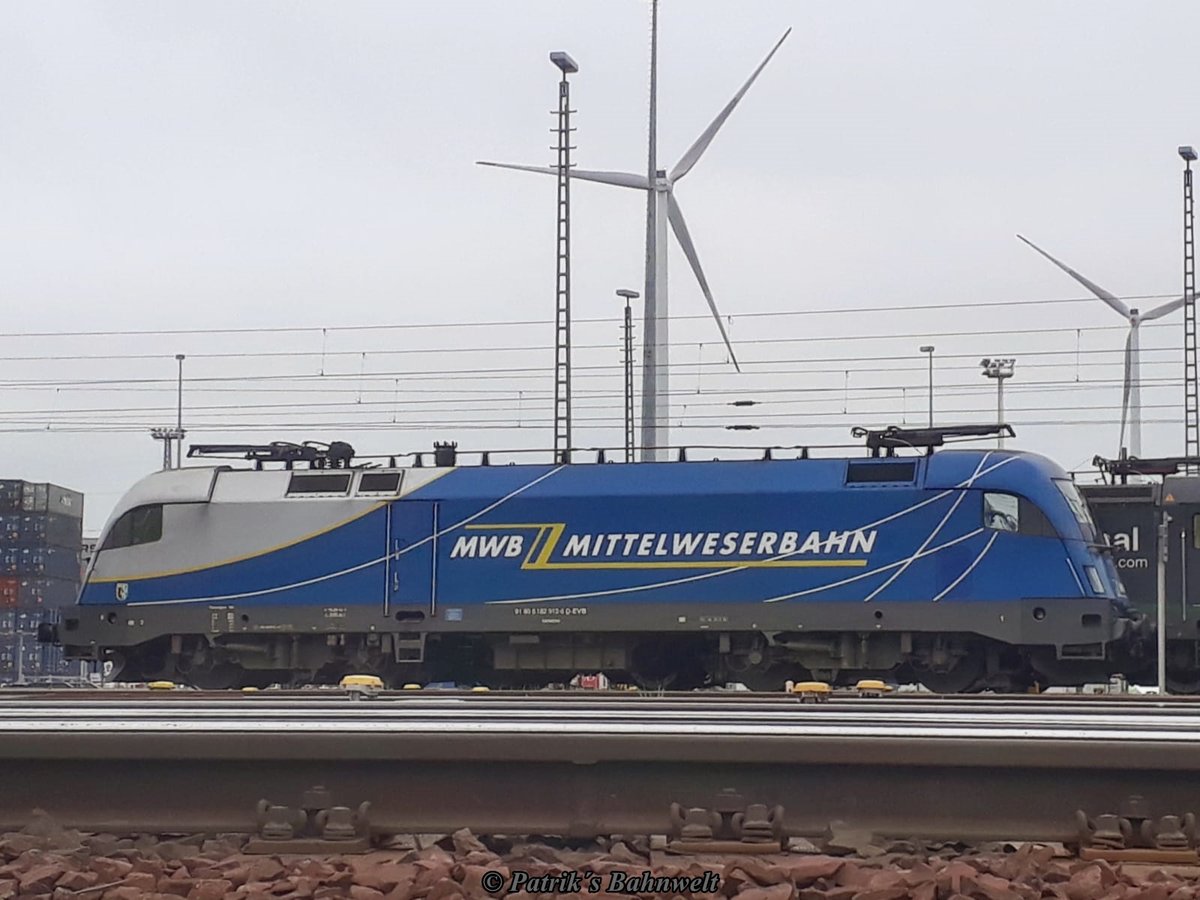 evb 182 912  Mittelweserbahn  abgestellt in Hamburg-Altenwerder am Hafenbahnhof Alte Sderelbe am 01.05.2019