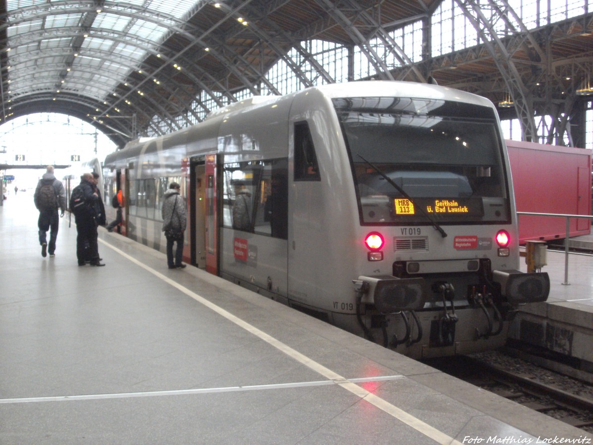 MRB VT 019 mit ziel Geithain im Bahnhof Leipzig Hbf am 15.2.14