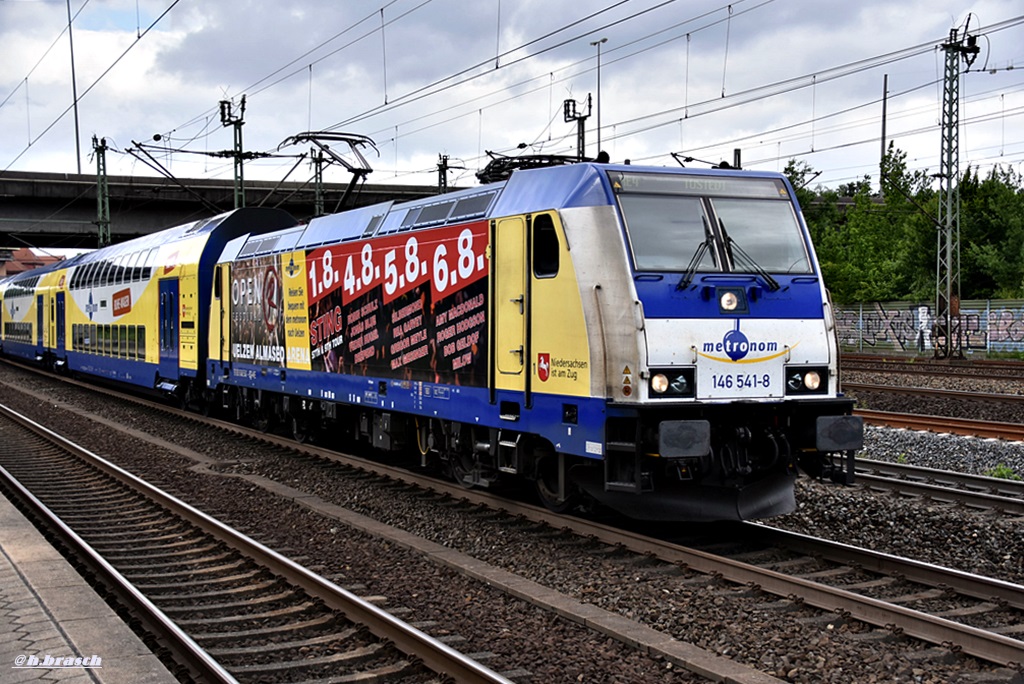 neue werbelok des metronom:146 541-8 auf dem weg nach tostedt,harburg 16.06.17