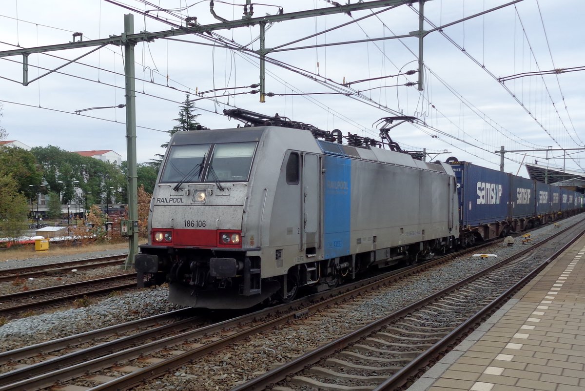 Railpool 186 106 durchfahrt Tilburg am 29 Juli 2018. 