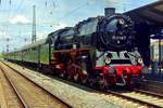 Am 1 Juni 2019 steht 01 2066 mit ein Sonderzug in Nördlingen. Anlass war das 50. jahresjubiläum des Bayerisches Eisenbahnmuseums.