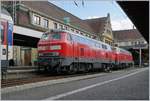 Die beiden DB  218 423-2 und 421 nach ihrer Ankunft in Lindau Hbf.