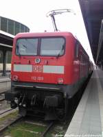 112 109 am RE5 mit ziel Neustrelitz Hbf im Bahnhof Stralsund Hbf am 2.5.13