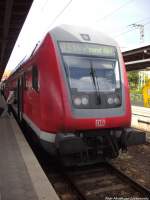 112 120 mit dem RE5 mit ziel Holzdorf {Elster} im Bahnhof Stralsund Hbf / Hier die Steuerwagenseite 