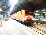 112 157 als RE30 mit ziel Magdeburg Hbf im Bahnhof Halle/Saale Hbf am 1.2.18