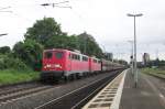 Am 28 Mai 2014 durchfahrt 140 858 mit Kohlezug Bonn-Beuell.