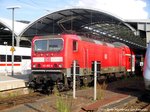 143 002 mit ziel Halle-Nietleben im Bahnhof Halle (Saale) Hbf am 1.7.16