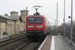 143 919 verlsst den Bahnhof Delitzsch ob Bf in Richtung Eilenburg am 10.3.21