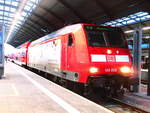 146 008 steht als RE30 mit ziel Magdeburg Hbf im Bahnhof Halle/Saale Hbf am 26.3.18