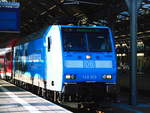 146 013 steht als RE30 mit ziel Magdeburg Hbf im Bahnhof Halle/Saale Hbf am 19.7.18