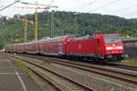 Am 14 September 2019 verlässt ein RE mit 146 212 Plochingen.