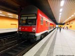 143 816 mit einen 760er Steuerwagen im Tunnelbahnhof Halle-Neustadt am 26.7.16
