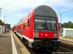 Mit Steuerwagen voraus steht 143 XXX im Bahnhof Sdstadt am 3.9.16  Man beachte auch die zielanzeige, es msste S7 Halle (Saale) Hbf sein, aber es steht RB Halle (Saale) Hbf dranne.