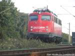 110 491 von BahnTouristikExpress (BTE) abgestellt vor den Toren des Schienenfahrzeugwerkes in Delitzsch am 15.9.15