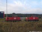 Breitspurloks 347 xxx und 345 079 der Baltic Port Rail Mukran abgestellt in Mukran am 23.8.14