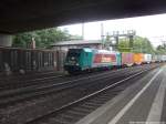 185 612-9 der Emons mit einem Gterzug bei der Durchfahrt in Hamburg Harburg am 31.8.13