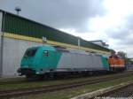 Locon/365543/locon-185-619-4-und-locon-101 Locon 185 619-4 und Locon 101 'Rita' abgestellt bei der Getreide AG in Stralsund am 5.5.14