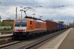 KLV mit LOCON 189 821 durchfahrt am grauen 28 April 2016 Uelzen.