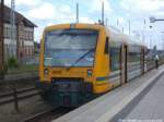 ostdeutsche-eisenbahngesellschaft-odeg/350299/odeg-vt-65089-als-r3-mit ODEG VT 650.89 als R3 mit ziel Hagenow Stadt im Bahnhof Neustrelitz Hbf am 16.6.14