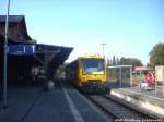 ostdeutsche-eisenbahngesellschaft-odeg/372387/odeg-vt-65074-im-auftrag-der ODEG VT 650.74 im Auftrag der PRESS mit ziel Lauterbach Mole im Bahnhof Putbus am 5.9.14