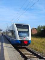 usedomer-baderbahn-gmbh-ubb/369881/ubb-gtw-26-mit-ziel-swinemuende UBB GTW 2/6 mit ziel Swinemnde Centrum (PL) im Bahnhof Zssow am 25.7.14