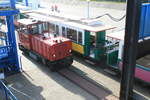 Lok Berlin auf Rangierfahrt im Fhrhafenbahnhof Borkum Reede am 30.8.19