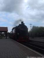 99 1781 beim einfahren in den Bahnhof Putbus am 5.5.14