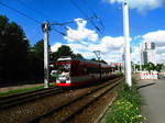 Wagen 659 der HAVAG als Linie 5 unterwegs nach Ammendorf und lässt Halle-Neustadt hinter sich am 3.7.17