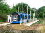 Wagen 614 der HAVAG steht als Linie 2 mit ziel Sdstadt an der Haltestelle Soltauer Strae am 19.5.18