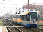 Straßenbahnen der LVB den Haltestellen Leipzig, Paunsdorf Nord und Hermelinstr.