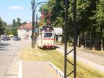 Wagen 29 der Naumburger Straßenbahn an der Haltestelle Salztor am 2.7.18