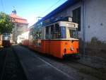 Wagen 38 der Naumburger Straßenbahn abgetsellt im Straßenbahndepot am 2.7.18