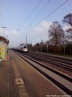 BR 411 beim Durchfahren des Bahnhofs Landsberg (b Halle/Saale) am 7.11.14