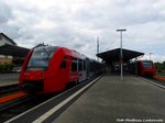 622 038 / 538 mit ziel Ramsen und 622 526 / 026 mit ziel Monsheim im Bahnhof Grnstadt am 2.6.16