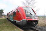 BR 641/776361/641-011-verlaesst-den-bedarfshaltepunkt-beuna 641 011 verlsst den Bedarfshaltepunkt Beuna (Geiseltal) in Richtung Merseburg Hbf am 28.2.22