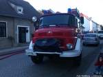 Mercedes Feuerwehrfahrzeuge standte in Putbus whrend eines Feuers in einer Bckerei am 