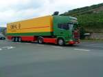 SZM von Scania mit Sattelauflieger der Spiedition Diehl in Bad Drkheim am 08.08.13