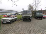 Oldtimer/556553/ladiva-und-2-robour-fahrzeuge-am Ladiva und  2 Robour Fahrzeuge am Bahnhofsvorplatz in Egeln am 6.5.17