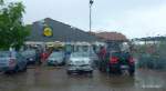 LIDL shopping in the rain.
