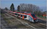Der SNCF Regiolis Z 31 505 Léman Express erreicht sein Ziel Evian Les Bains.