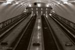 Rolltreppen der Londoner U-Bahn in 1979.