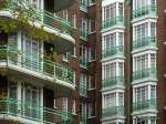 London balconies and windows.