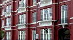 Victorianische Fassade in London. Hyde Park Mansions, Chapel Street, London NW1.