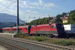 Am 17 September 2019 schiebt ÖBB 1116 231 ein RailJet durch Kufstein.
