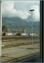 Feiertagsruhe in Domodossola einger SBB Cargo Mehrstromloks (Re 474 und Re 484).
Das Bild entstand aus dem Zug.
31. Okt. 2013